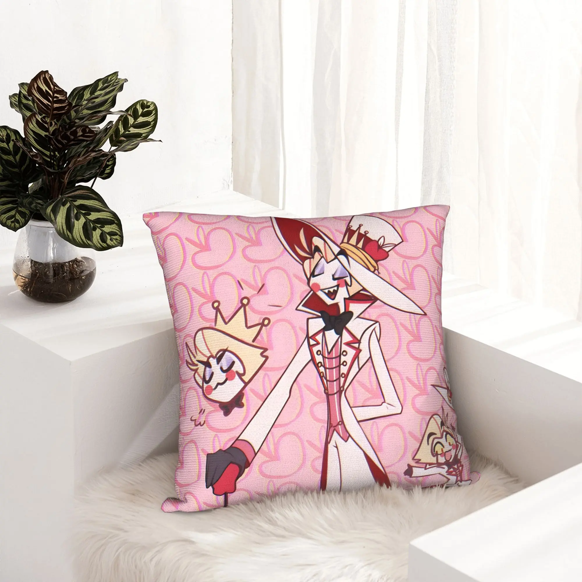 Lucifer Hazbins Hotels Pillowcase Printing Polyester Cushion Cover Decor  Throw Pillow Case Cover Home Square 18''