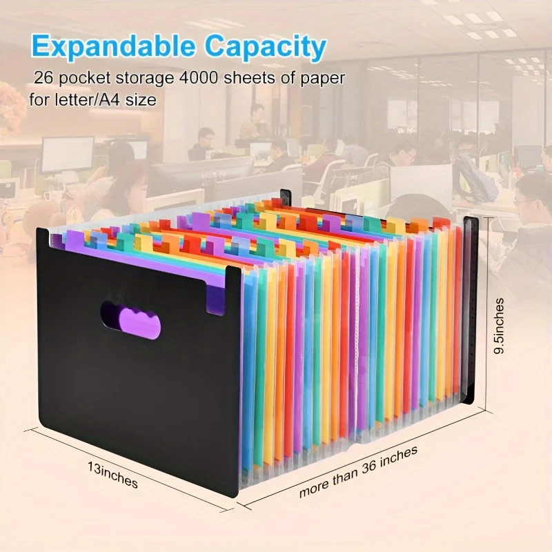 

10 Pocket Expanding Document Bag 2Pcs Rainbow Accordion File Organizer with Zipper Closure Portable Office Student Folder