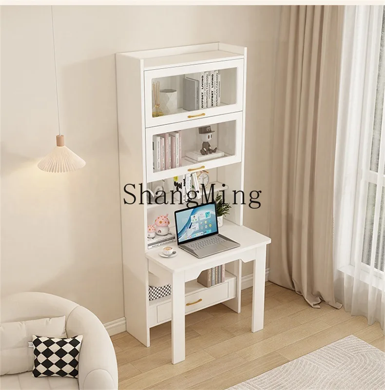 FG Folding Computer  Home Integrated Desk Cabinet Small Apartment Cream Style Bedroom Solid Wood Folding  Invisible Desk