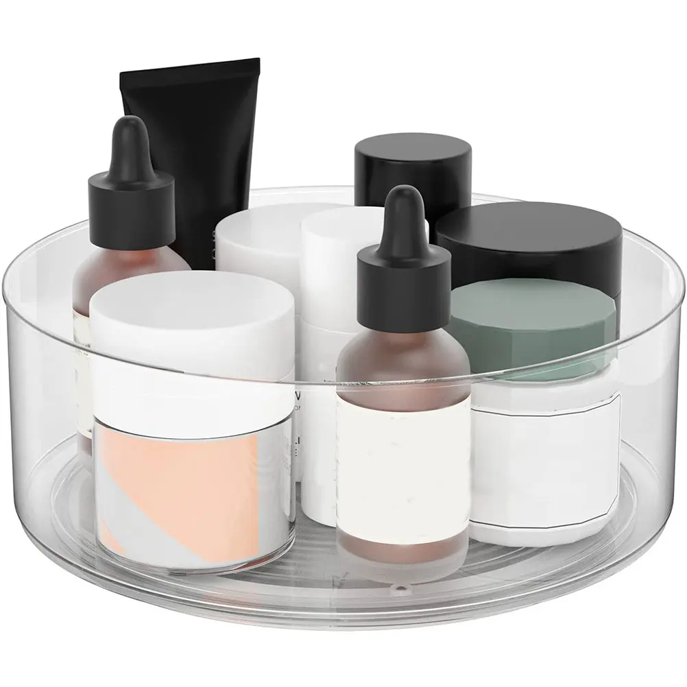 

Acrylic Rotating Storage Box Transparent Container Kitchen Supplies Multi Function Holder Bathroom Home Fits Rooms