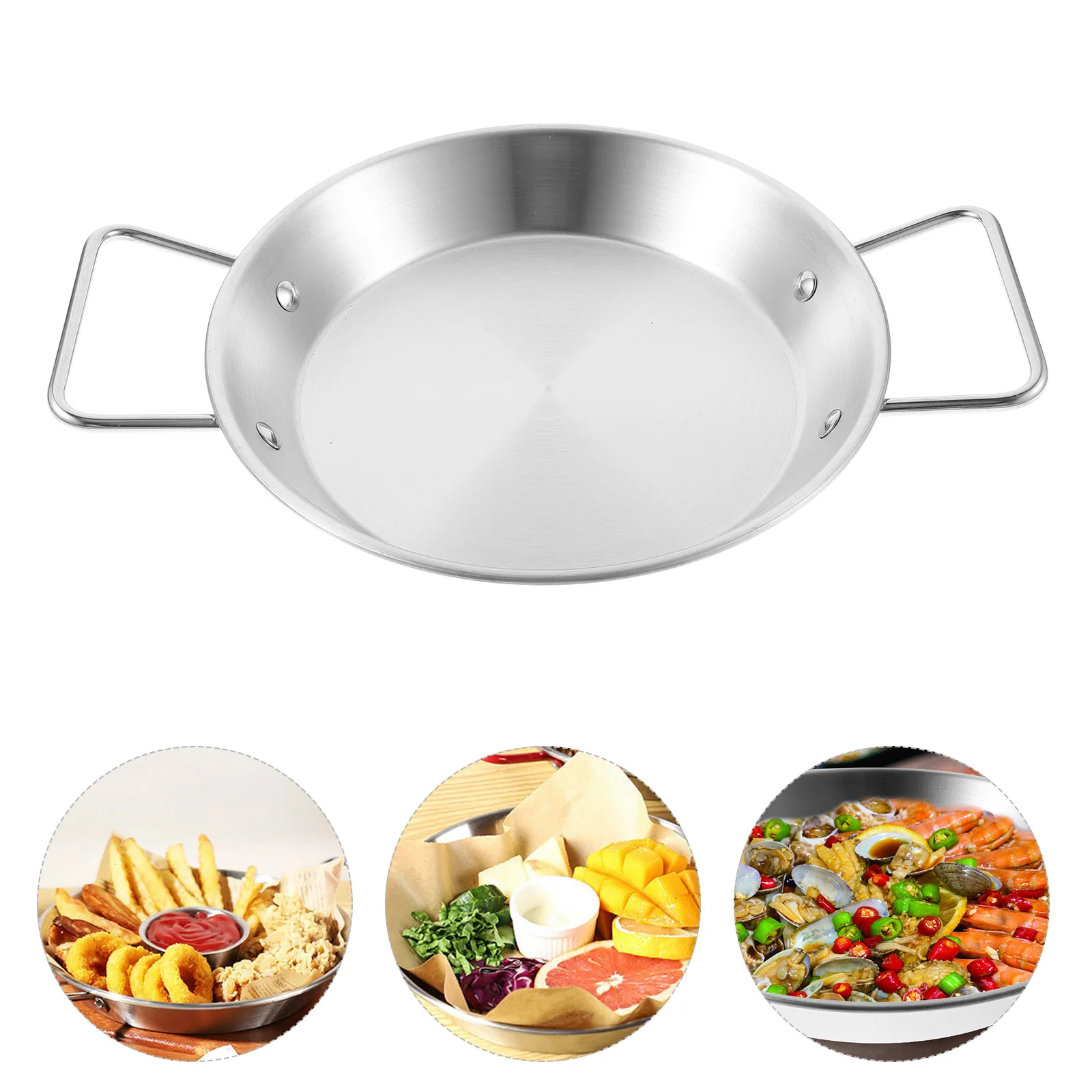 

Seafood Plate Stainless Steel 20cm Silver Snack Tray Camping Dish Platter Fried Food Pan Home Picnic Use