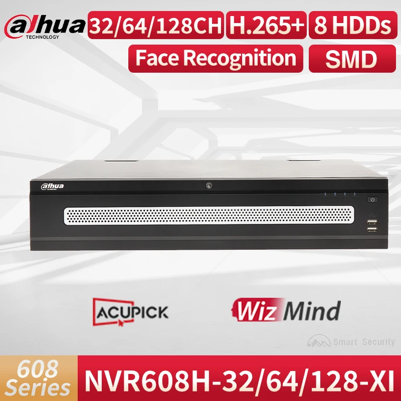 Dahua Original WizMind Network Video Recorder 32 64 128 CH 8HDDs Supports AcuPick Face Recognition NVR608H-32-XI NVR608H-64-XI