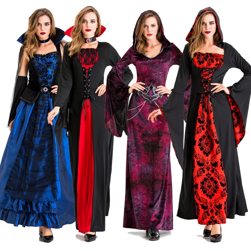 Retro Court Costume Women's Medieval  Miss loween Queen Clothes Cosplay Traditional Ethnic Stage Performance Outfit