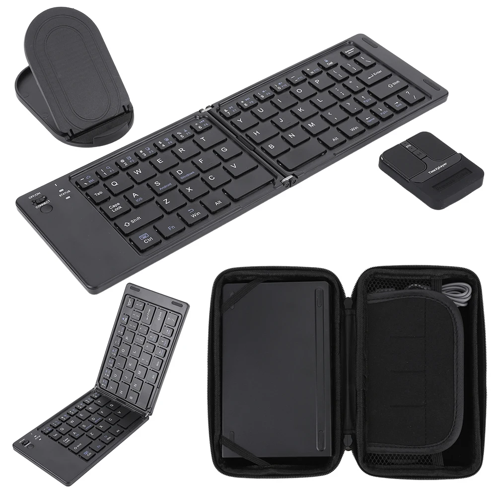 

Wireless Silent Mouse Dual BT 5.2/2.4G/USB 2400dpi Portable Ultra Thin Capacitive Mouse Folding Keyboard Mouse Set for Laptop PC