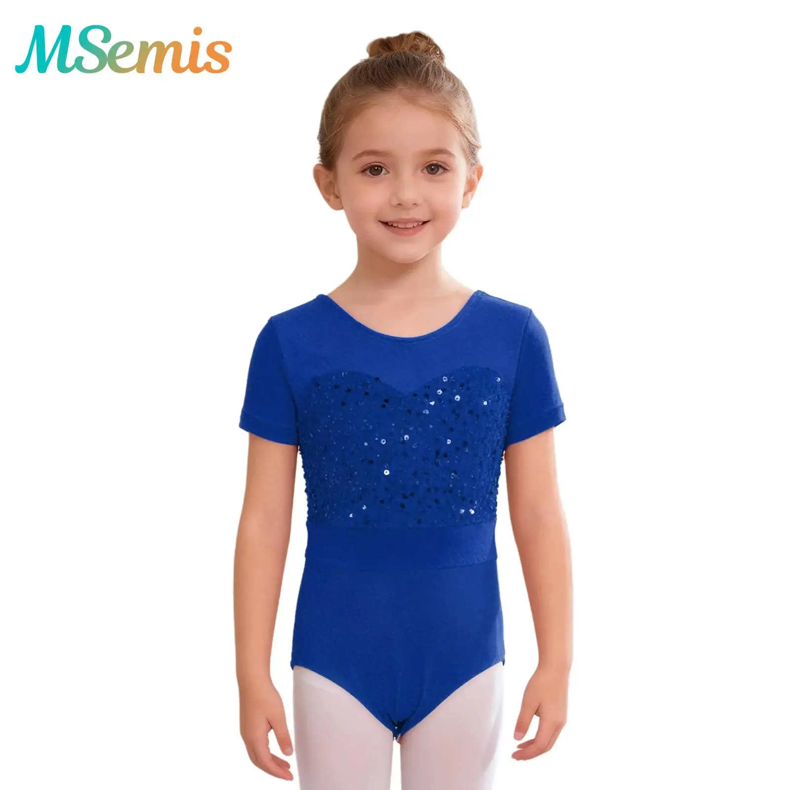 

Детский гимнастический костюм для девочек, художественное фигурное катание, балетный трико, танцевальный трико, костюм для выступлений, боди с блестящими пайетками, комбинезон