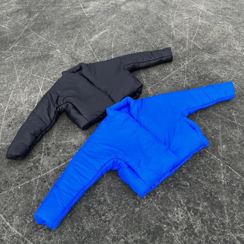 

Зимняя куртка Kanye West в стиле хип-хоп, классическое черно-синее трехмерное хлопковое пальто в американском стиле High Street Rap, черное, синее, толстовки