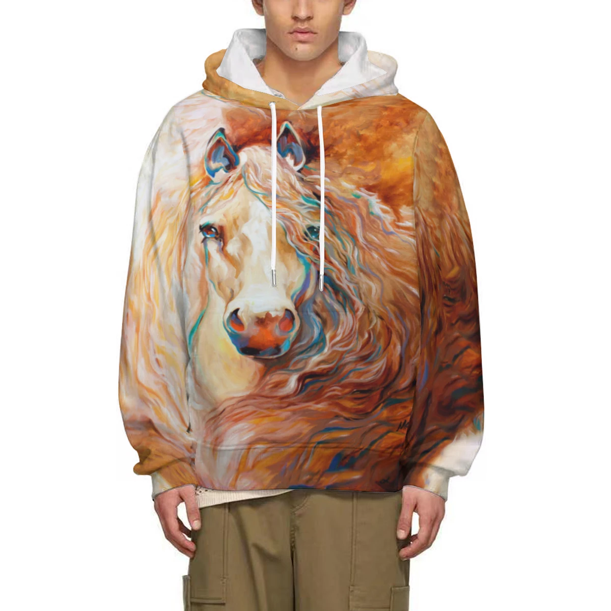 New men's coat, plus size 3D animal horse fall men and women, sweat, pull rope, spring, fall, fashionable hoodie for going out