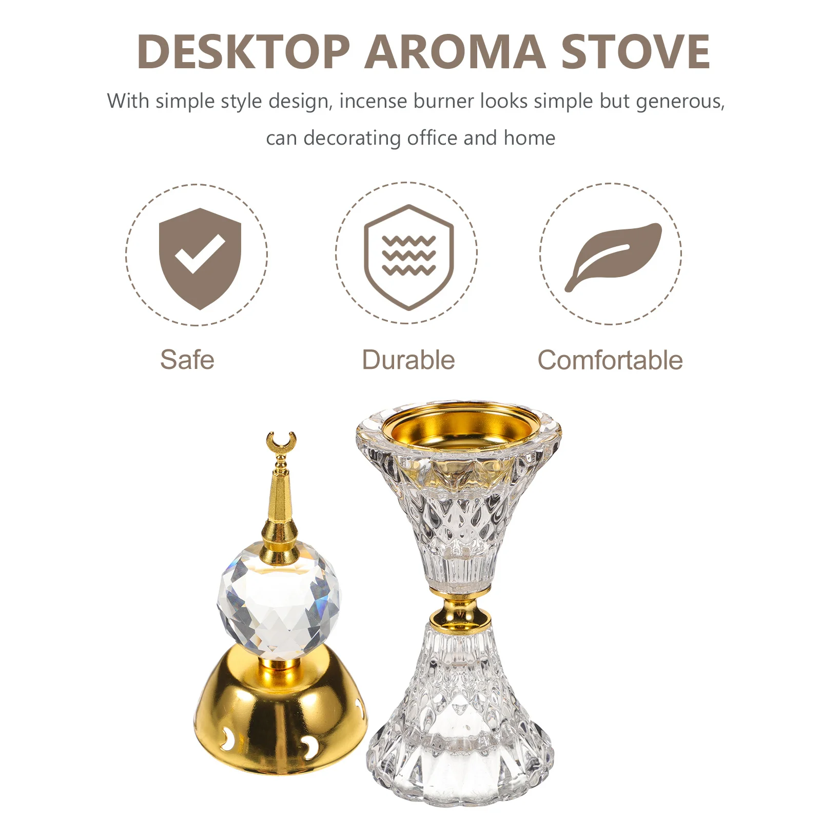 

Classic Crystal Incense Burner Smooth Finish Aroma Diffuser for Living Room Bedroom Office Decor Decorative Censer