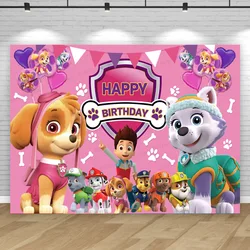 Paws Patrol Backdrops Theme Girl 1st Skye Everest Birthday Background Party Wall Decor Banner Photo Studio Banner Props Puppy