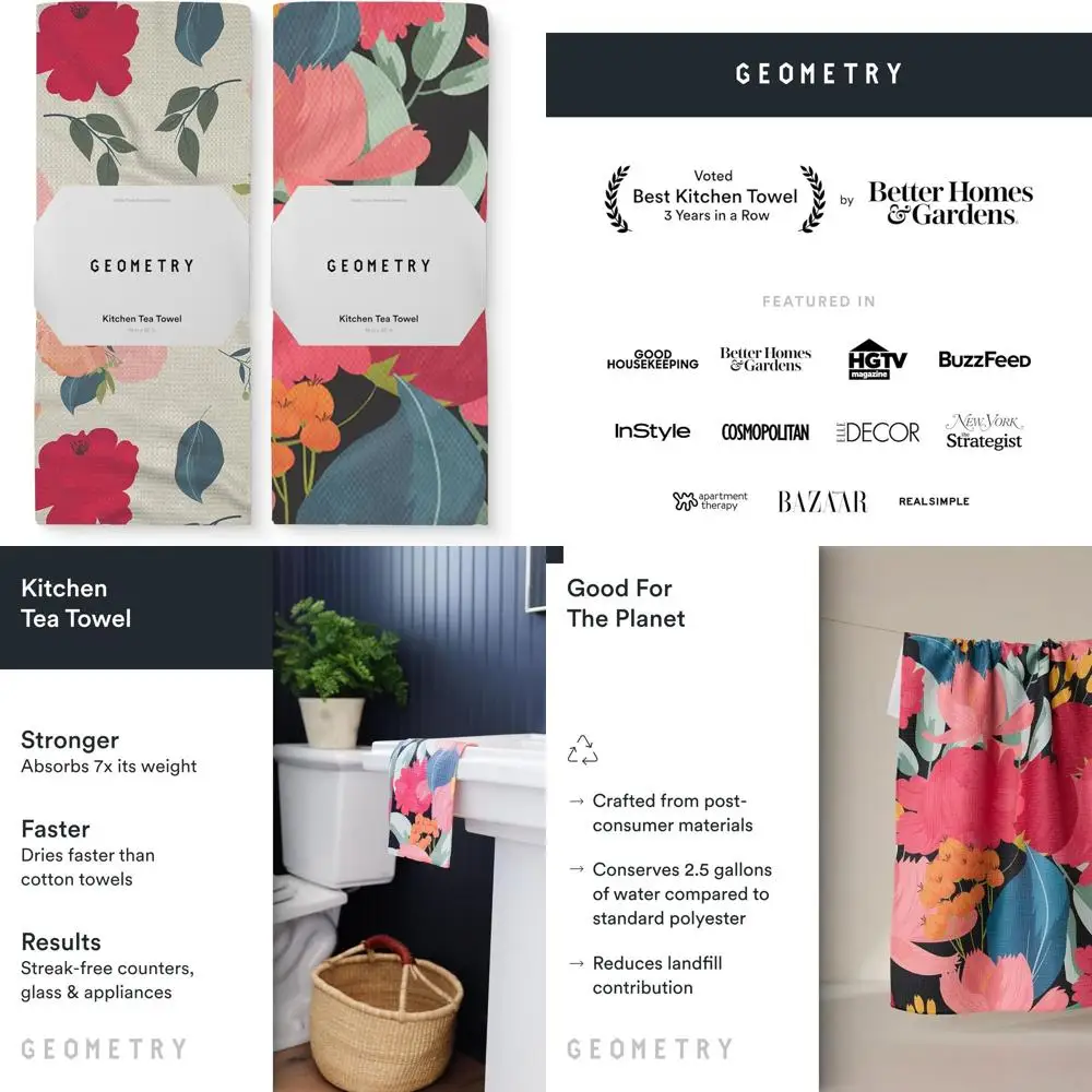 

Kitchen Tea Towels - Quick Dry Microfiber Dish Towels for Kitchen Roses for You, 18" x 30" 2 Pack