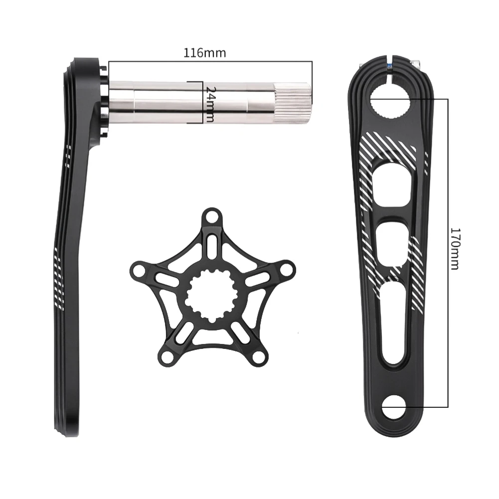 Aluminum Alloy Crankset 130BCD 5 Arm for Dahon Folding Bikes with Bottom Bracket 170mm Crank 24mm Axle Diameter
