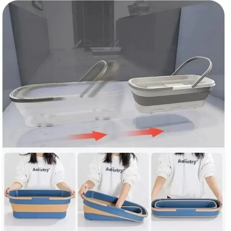 Portable Collapsible Bucket, Folding Bucket, Car Wash Basin, Silicone Washing, Camping, Home, Foldable Cleaning Mop Bucket