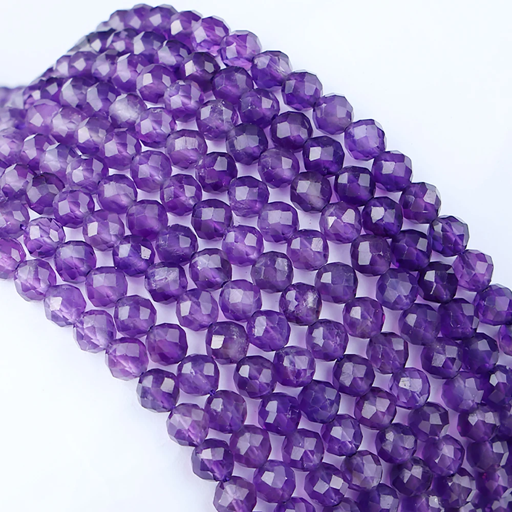 

A++ Natural Amethyst Faceted Beads 3.5mm/4.5mm Purple Crystal Beads for Jewelry Making Wholesale Seed Beads DIY Accessorie