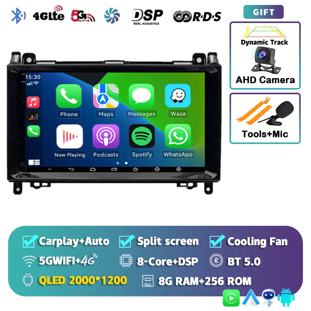 Android 15 Voor Benz Sprinter Volkswagen Crafter 2006-2016 2K QLED Android Autoradio Multimedia Video Player GPS stereo CarPlay
