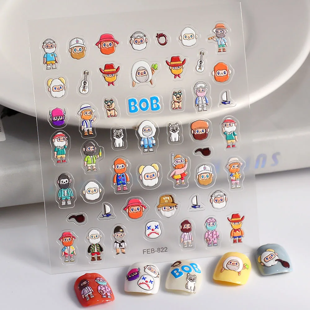 Children's Nail Sticker 5D Embossed Design Cartoon Cute Self-Adhesive Nail Art Decoation Decal FEB-822