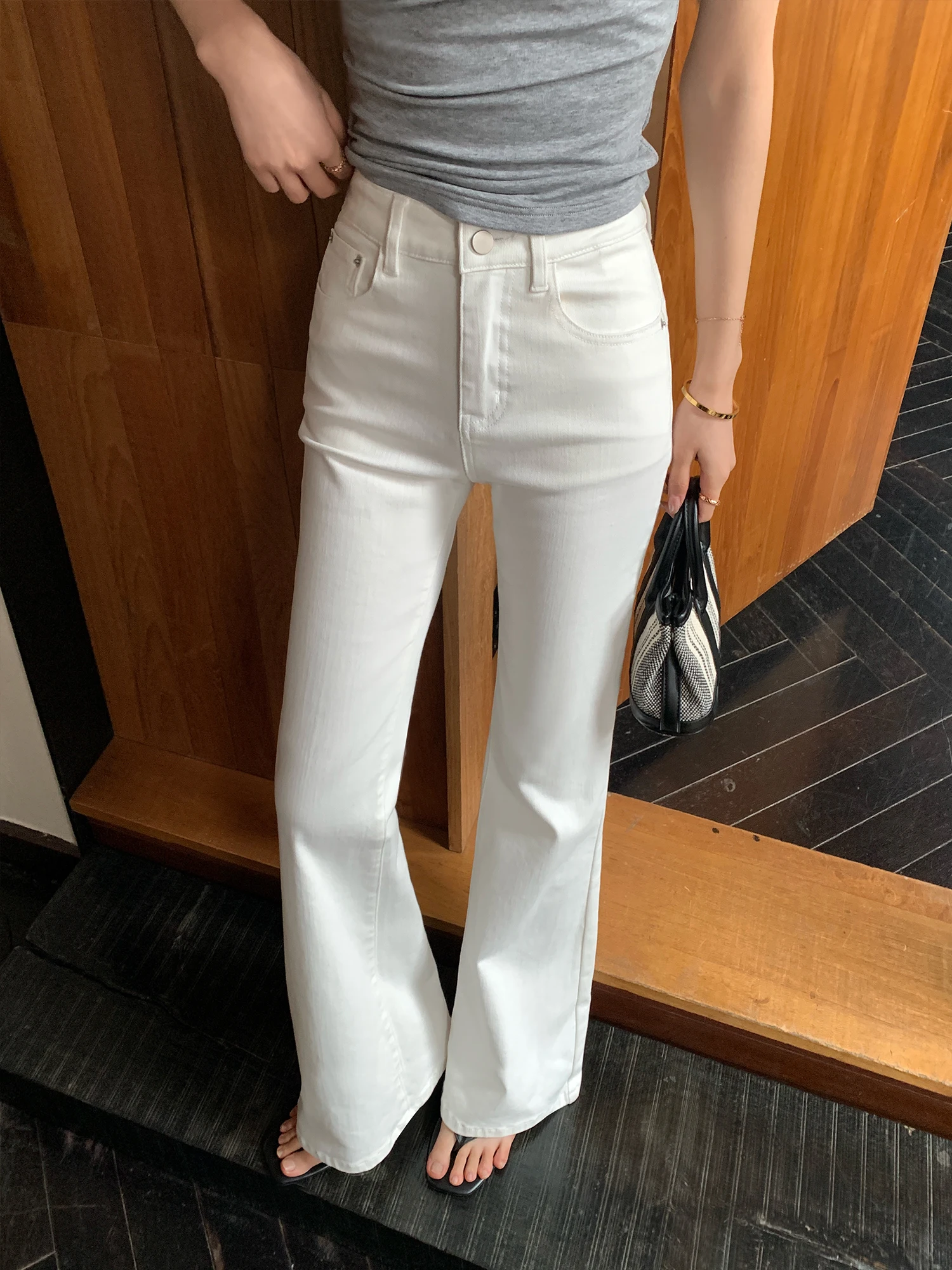 Pusumede High Waist Stretchy Micro Flared Jeans Women Elegant Slimming Casual Bell Bottoms Cotton Ladies Fashion Jeans