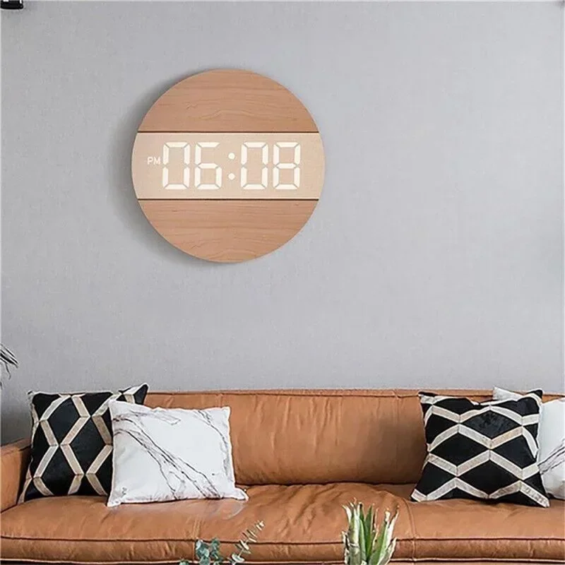 

LED Digital Wall Clock Temperature Date Time Display Mute Creative Clock for Living Room Bedroom Nordic Style Hanging Clock