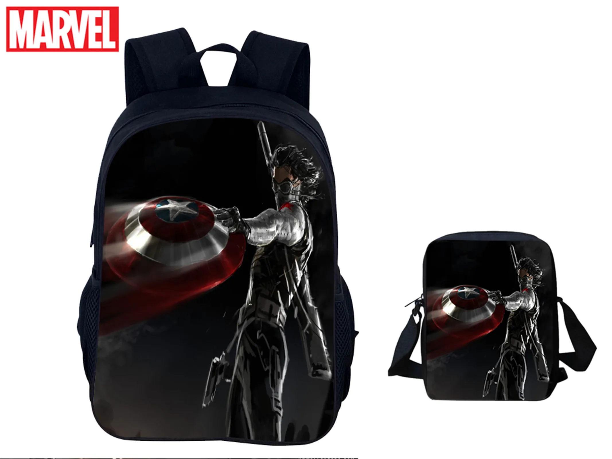 

Student Lightweight 2 in 1 Schoolbag Winter Soldier Backpack with Casual Side Bag-Wearproof Knapsack 2 Pcs/Set for Children