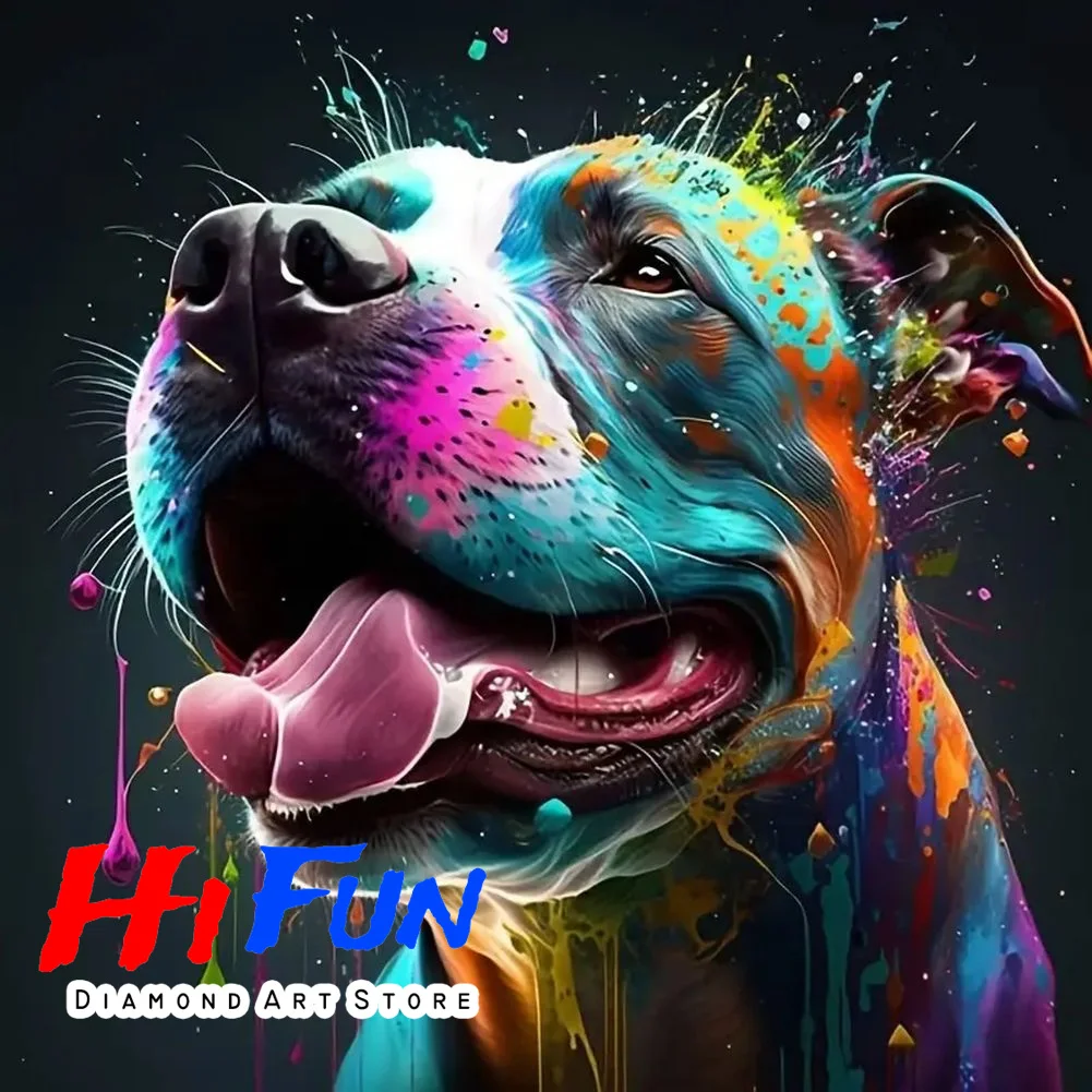 

5D DIY алмазная живопись красочный питбуль художественная роспись вышивка крестиком стразы вышивка домашняя кухня офис декор комнаты