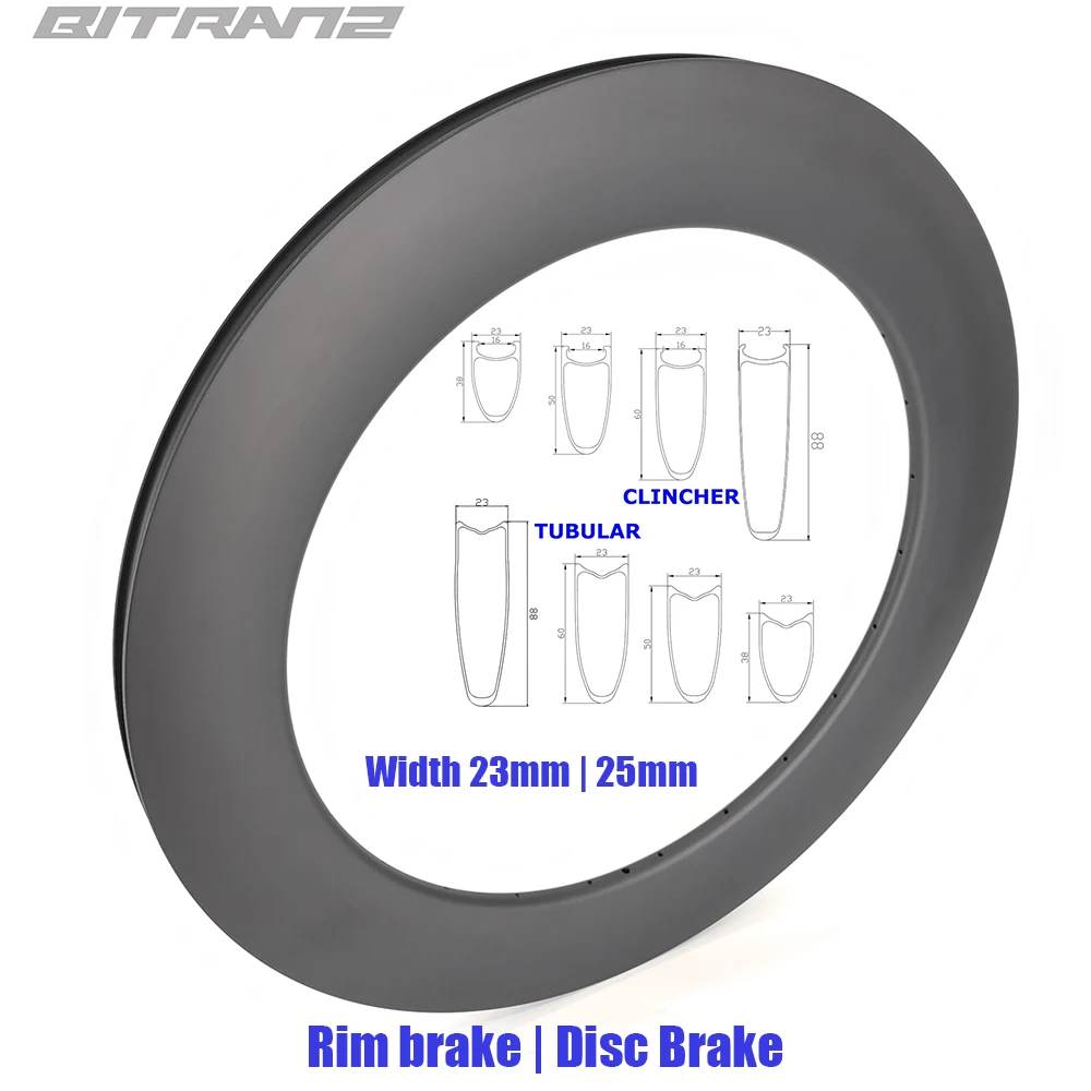 AliExpress BITRANZ 700c Road Bike Wheel 23mm 25mm Wide Clincher Tubular Tubeless 38/50/60/88mm Bicycle Rim Brake Disc Carbon UD 3K 12K Twill Marble