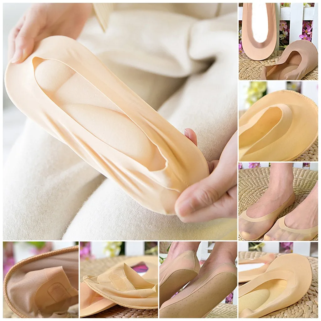 New Breathable Insole 3D Arch Foot Massage Health Care Women Summer Soft Socks Ice Silk Socks Shallow Mouth Woman Socks