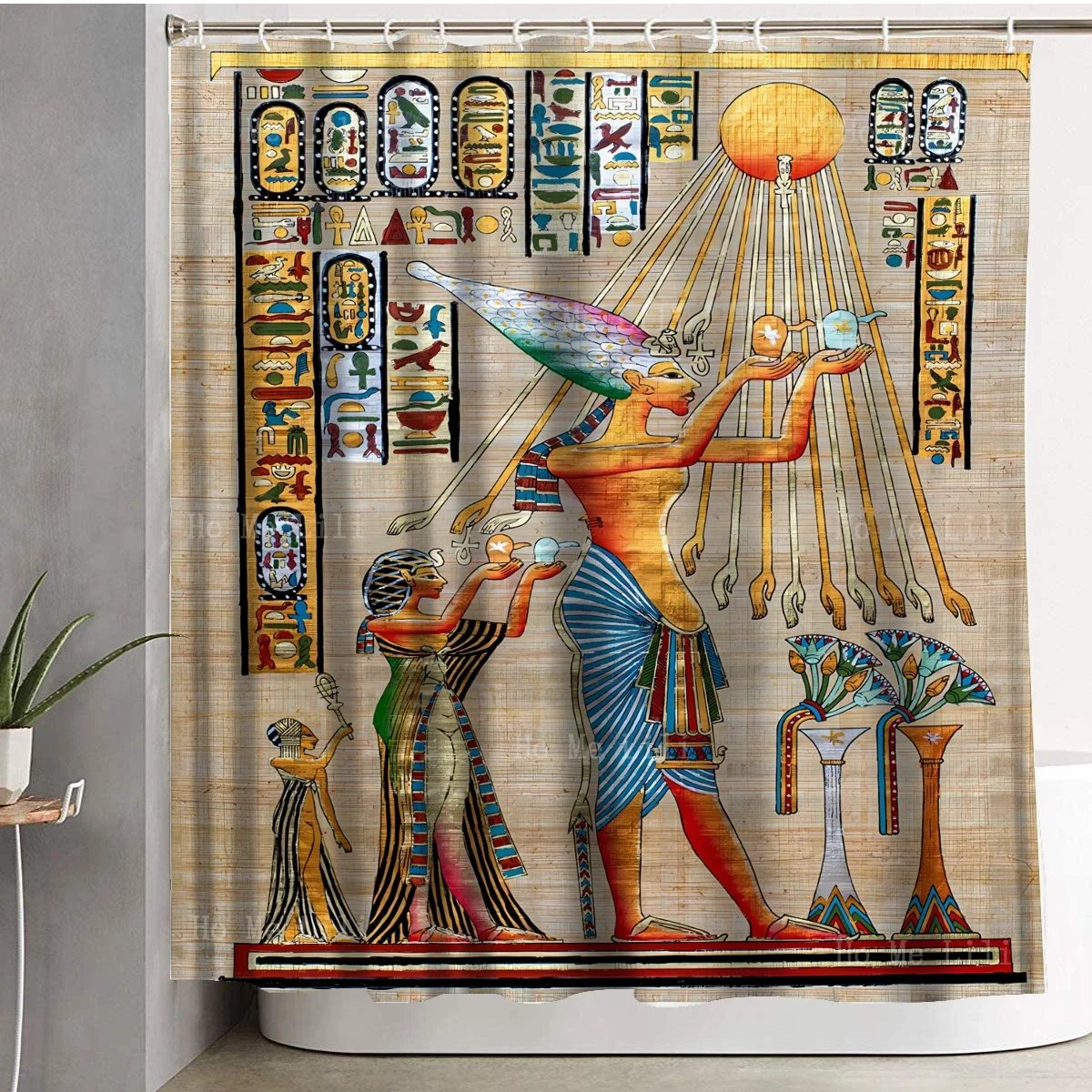 Ancient Egypt God Aten Goddess Is And Nephthys Eye Of Horus Papyrus History Shower Curtain By Ho Me Lili For Bathroom Decor