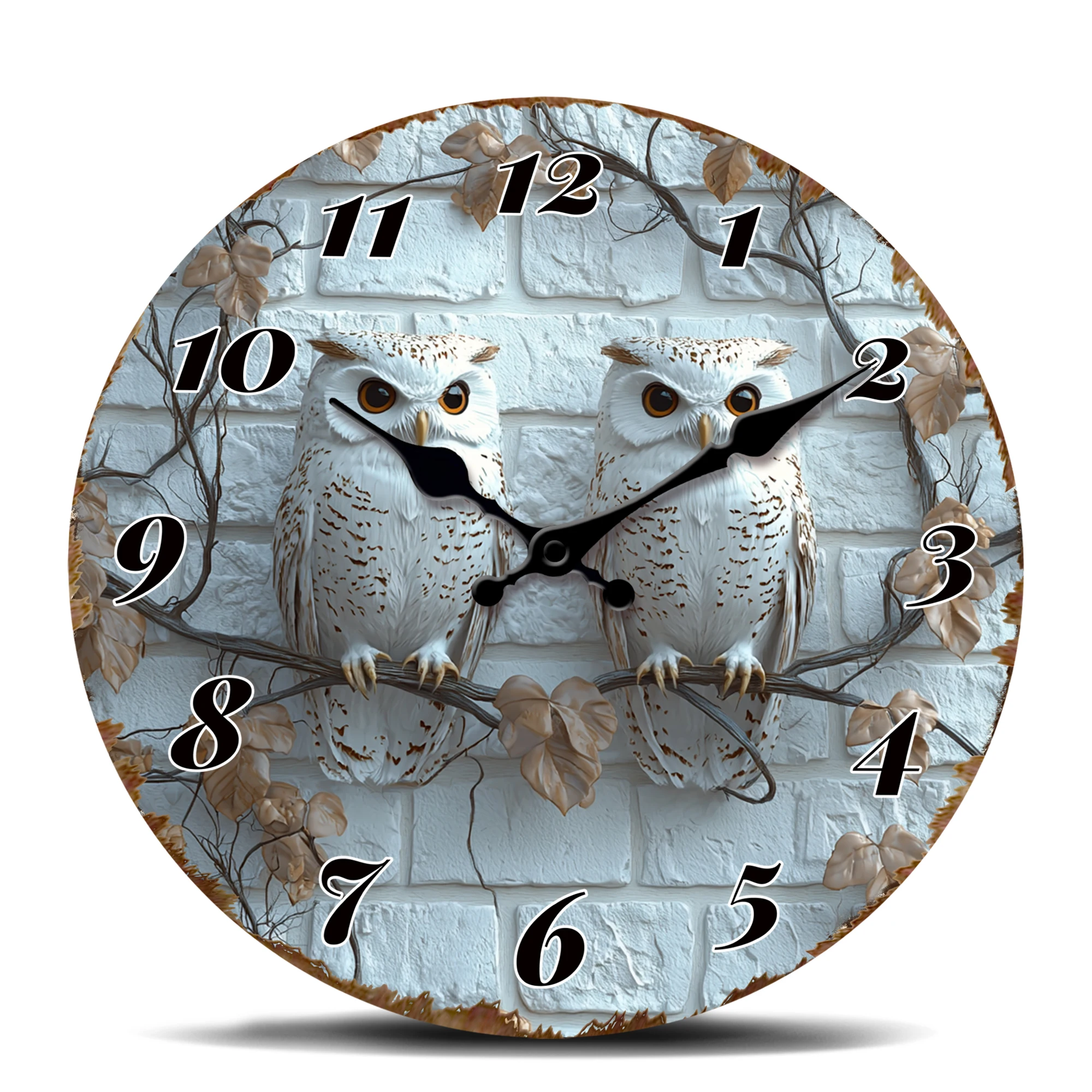 Adorable Owls on Branch Wall Clock - Ideal for Nature-Inspired Living Room, Bedroom, or Nursery Decor - Silent Operation