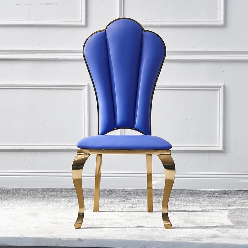 

Modern Light Luxury Stainless Steel Dining Chair Home Simple Postmodern Hotel High-end Soft Bag Banquet Hall Leather Fabric Chai