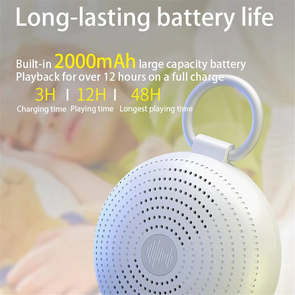 2025+ آلة صوت الطفل المحمولة مع 24 صوتًا مكبر صوت لاسلكي وظيفة آلة صوت الضوضاء البيضاء للأطفال مع ضوء ليلي #6