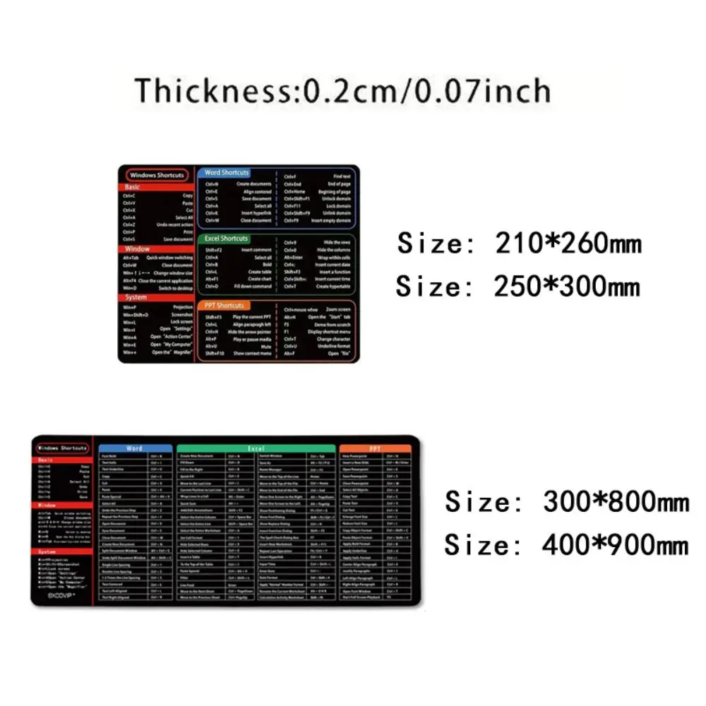 New Rubber Shortcut Mouse Pad NonSlip Waterproof Office Software Mousepad Extended Desk Mat Software PowerPoint