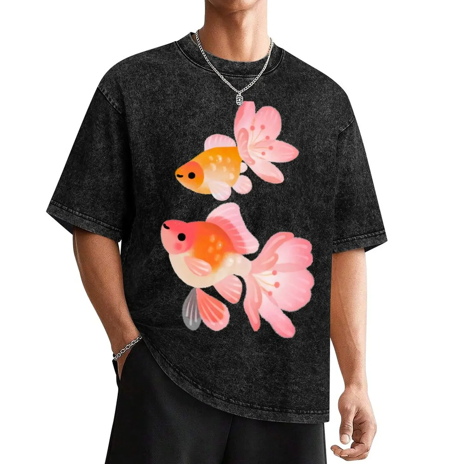 

Cherry blossom goldfish 1 T-Shirt oversized graphic tee summer top quick drying mens workout shirts