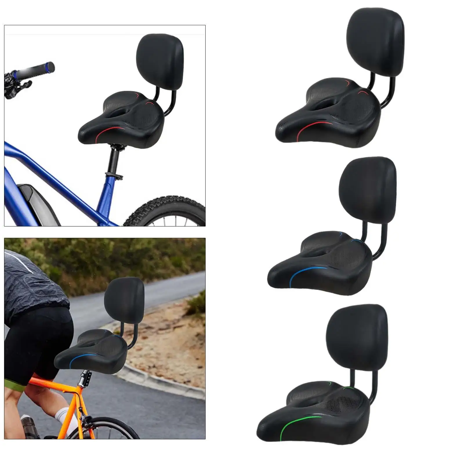 Bike Seat with Backrest Women Men Portable Height Adjustable Bicycle Saddle