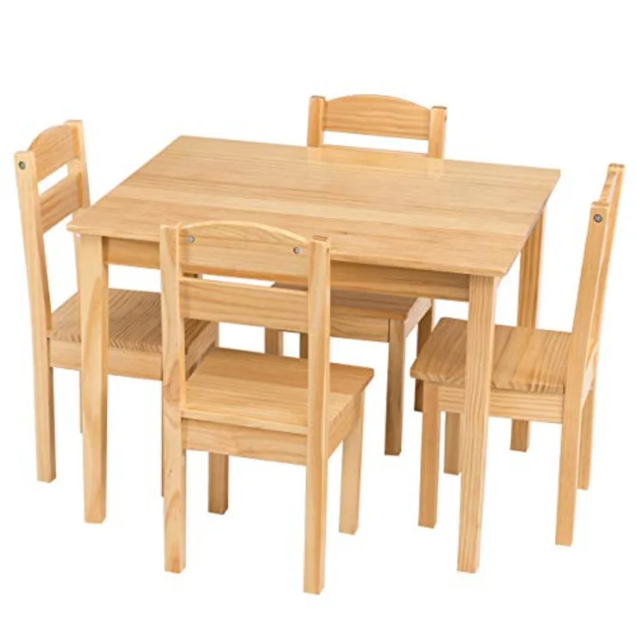 

Nightcore Wooden Table and 4 Chair Set Activity Table Chair Set for 2 to 6 Years Toddler Game Playroom Furniture Picnic Table w