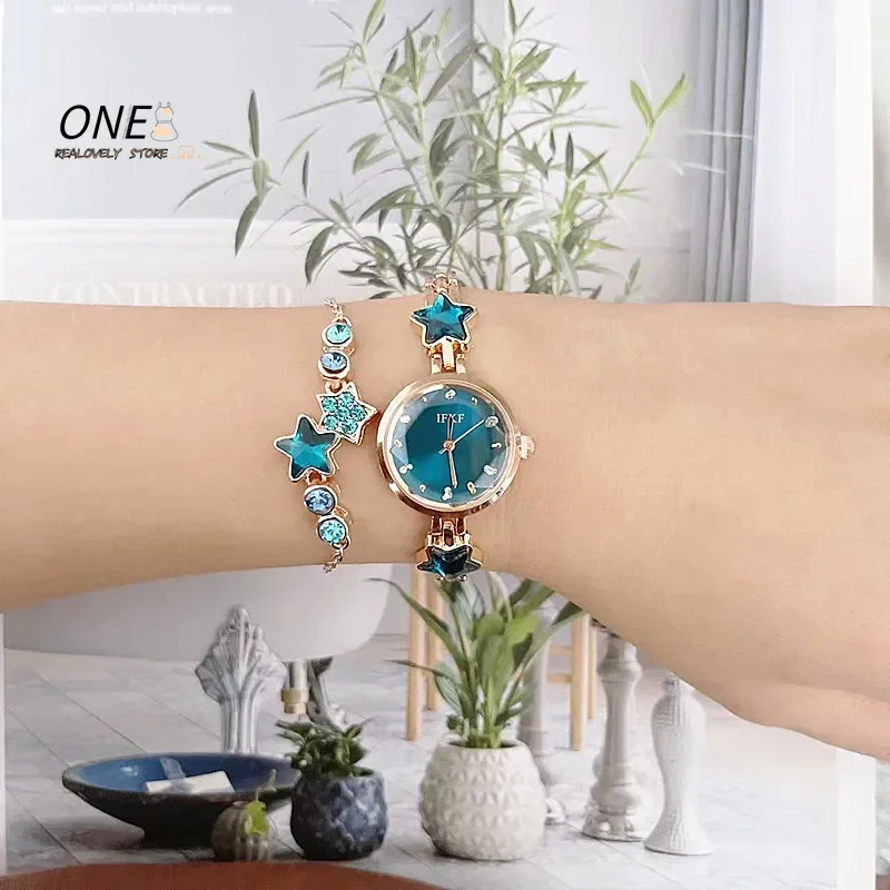 

Luxury Bracelet Watches Set For Women Fashion Rhinestone Star Bracelet Watch Ladies Dress Watches New