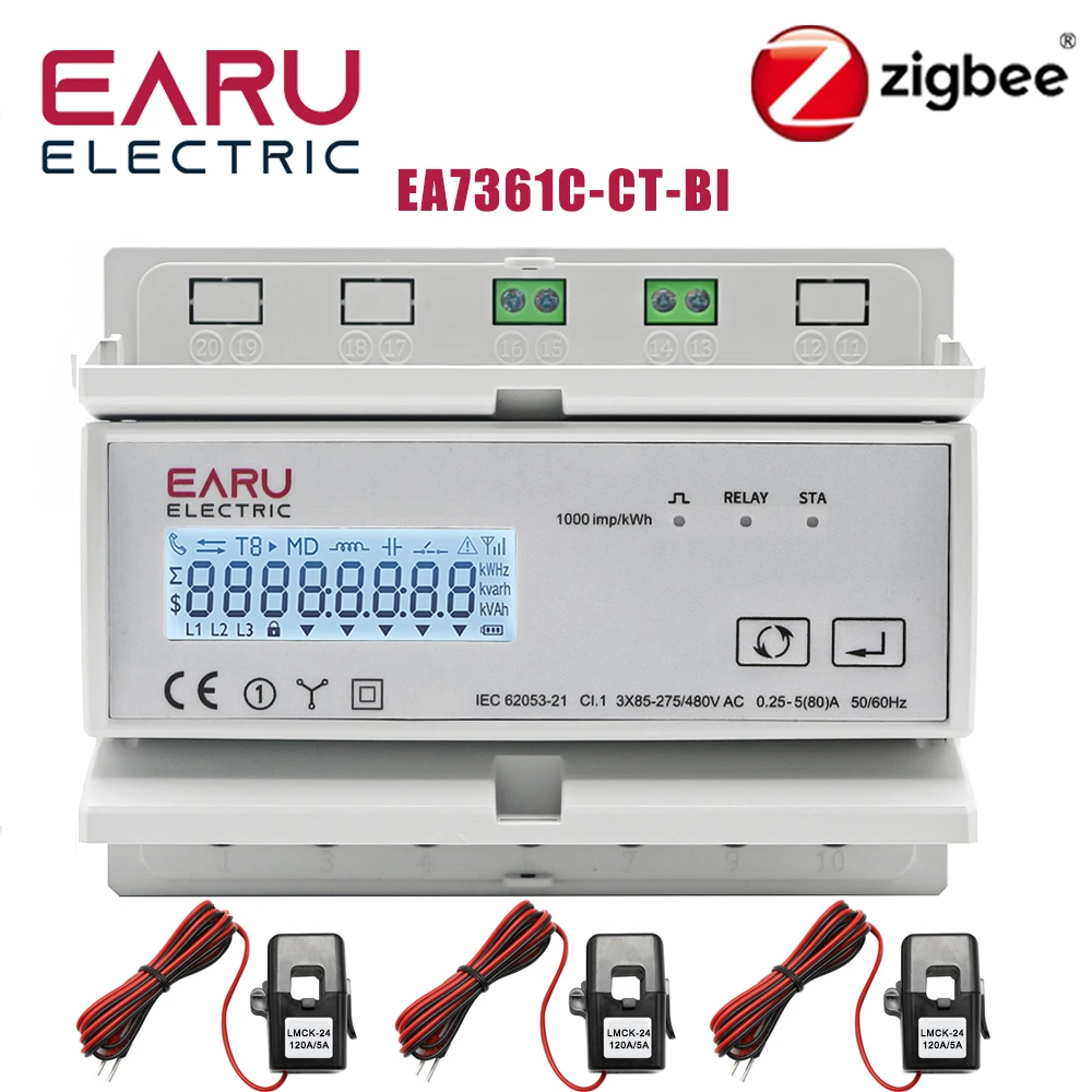 Tuya wifi zigbee dreiphasiger bidirektion aler Energie zähler kWh Monitor 3*110/190v oder 230/400vac mit 3 stücke Split-Transformator ct