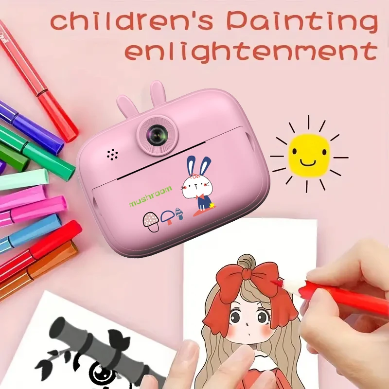 Mini impressora fotográfica para crianças, câmera de impressão instantânea, fotografia de vídeo, câmera digital, brinquedos para meninos e meninas, presentes de aniversário