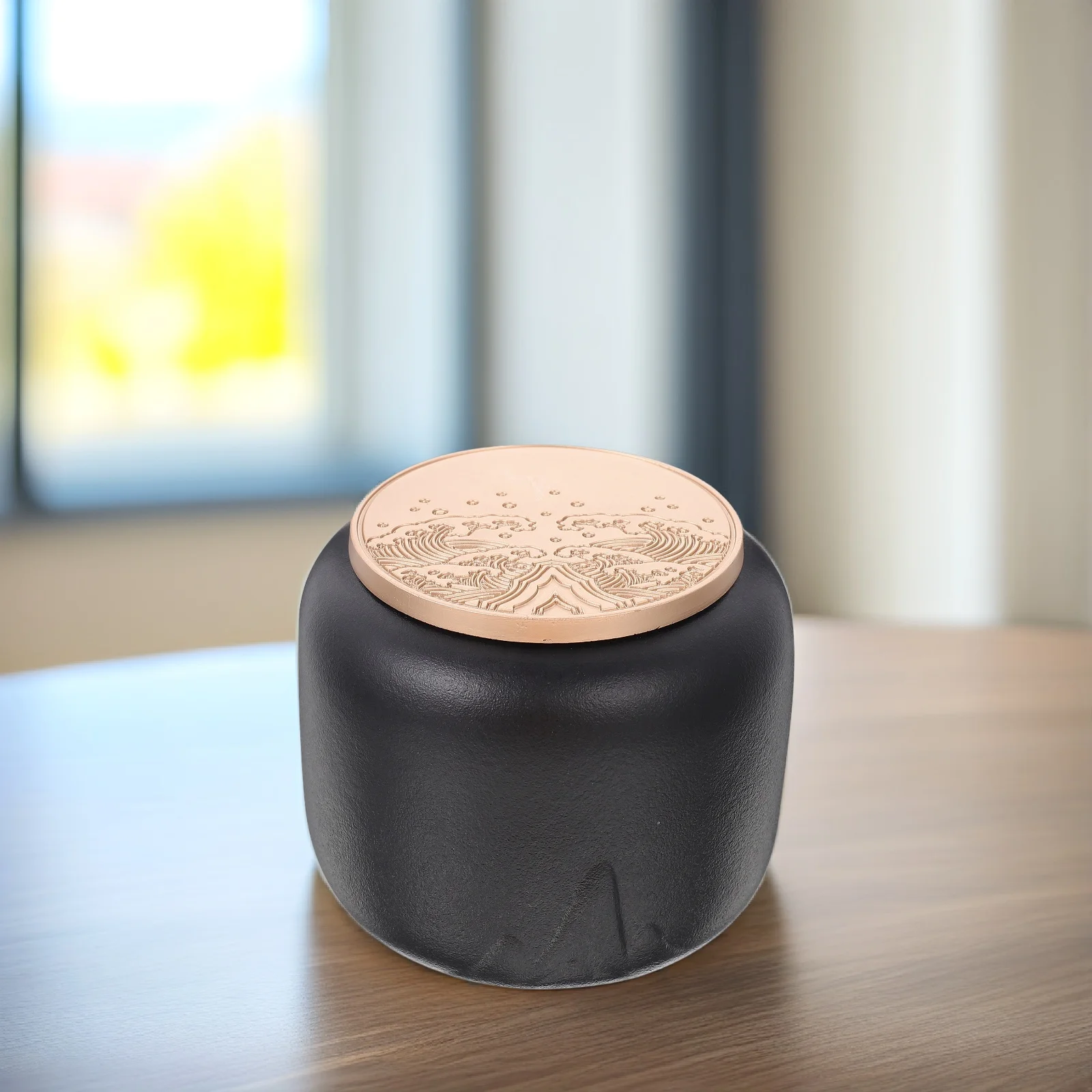 

Sealing Tea Storage Can Black Pottery Anti-Moisture Decorative Portable Tea Jar Airtight Fresh Keeping Container Household