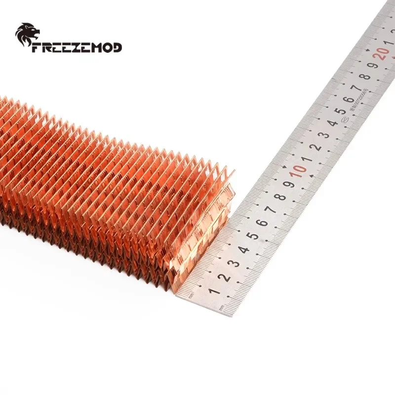 FREEZEMOD Radiator 480 65mm, Red Copper/ 3 Layers 14 FPI / 120mm Fan Computer Water Cooling Liquild Cooler Row, TSRP-HP65-480