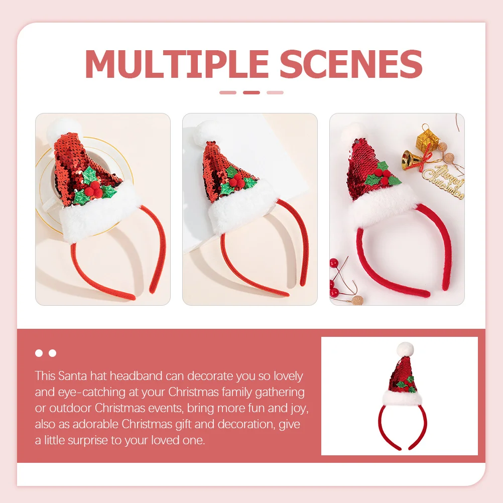 

Santa Hat Headband Red Christmas Headwear for Women Girls Kids Holiday Party Decorative Festival Accessory Xmas Dress Up