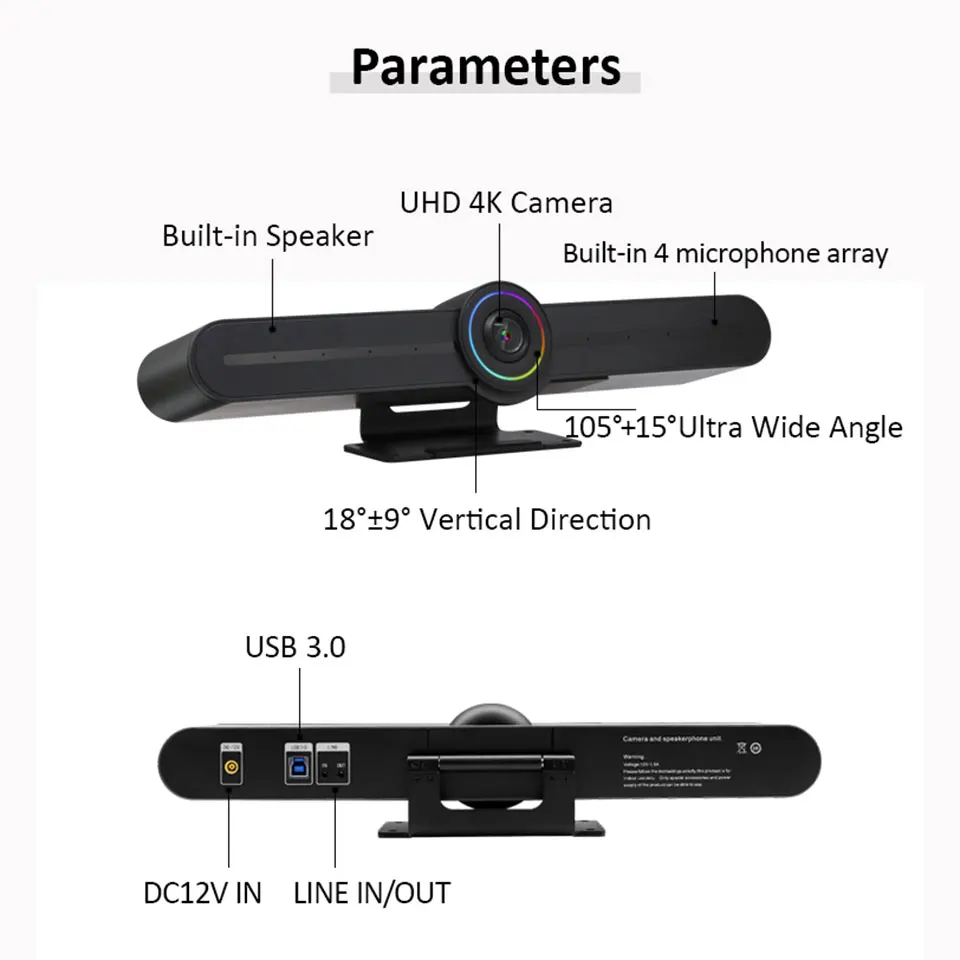 All In One วิดีโอ4K จัดการประชุมการติดตามสาย USB กล้อง3.0 Auto กรอบ Conference เว็บแคม