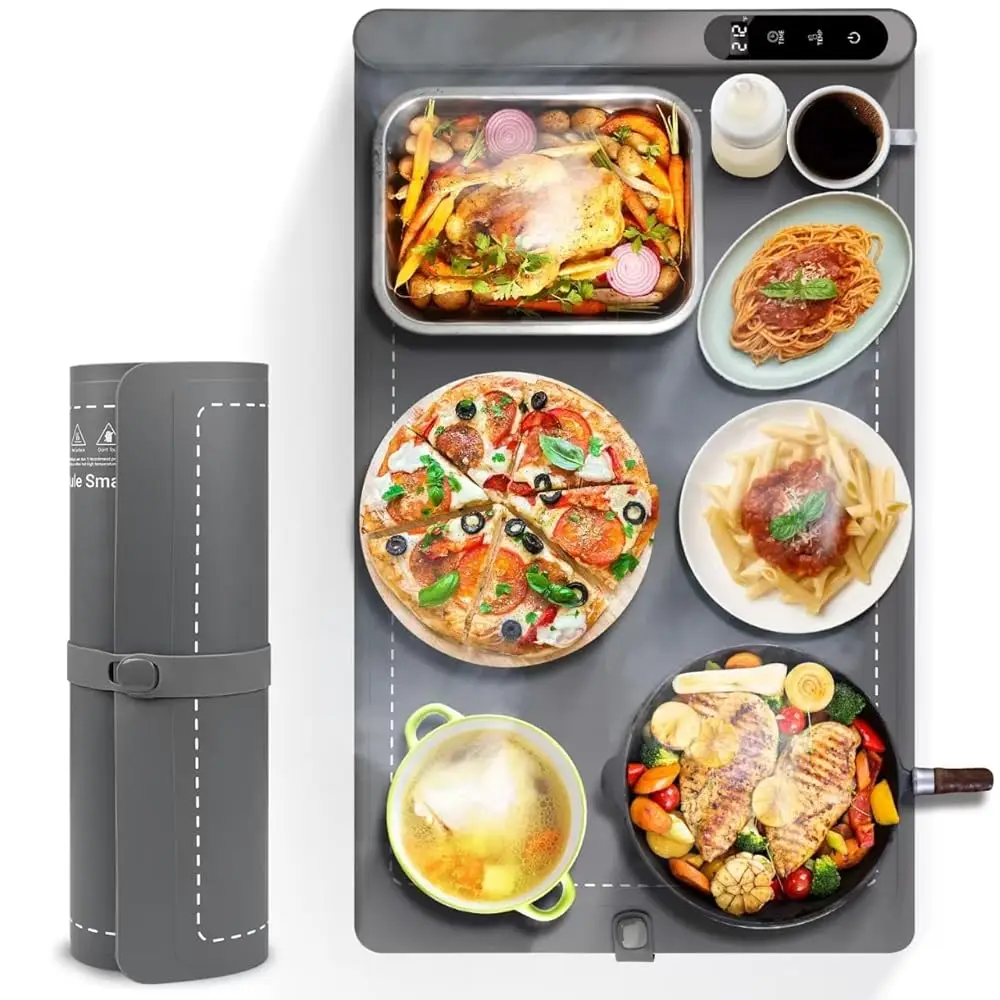 

Food Warmer, Food Warming Mat For Parties Buffet, With 6 Temperature Setting, Graphene Heating, Nano Silicone, Roll Up For