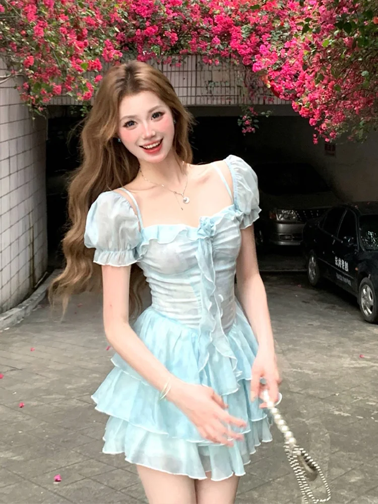 

Юбка XZY Xinzhengyan Sweet Spicy Girl Pure Desire с кружевной отделкой, приталенная, А-силуэт, с эффектом утягивания талии, пышная юбка-шарф