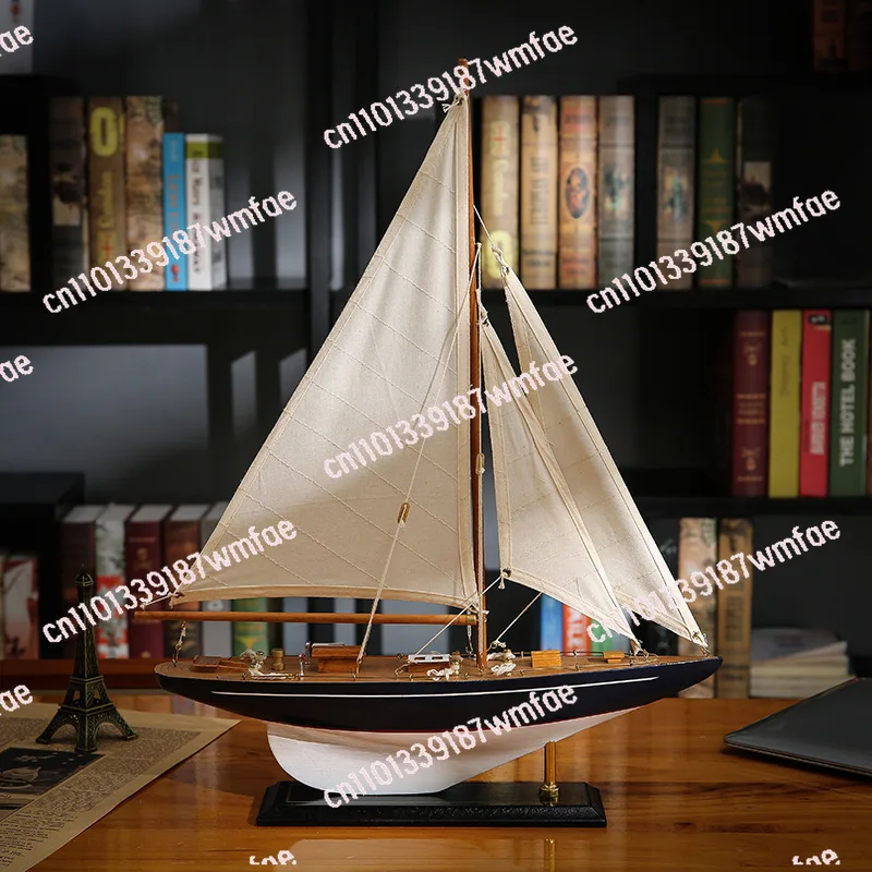 European Style Entryway Decor Smooth Sailing Ship Wooden Sailboat Model Kit Single Mast American