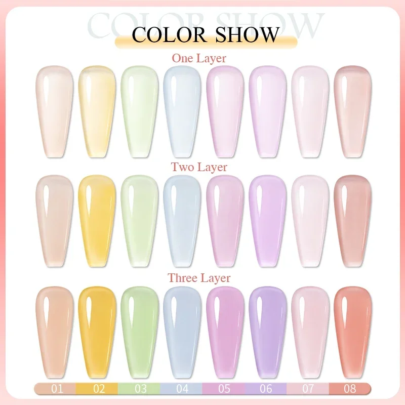 PUENTE Jelly Nail Gel Polish Set Semi-transparent Nude Color Gel Nail Polish For Manicure Soak Off UV Nail Art Varnish Kit