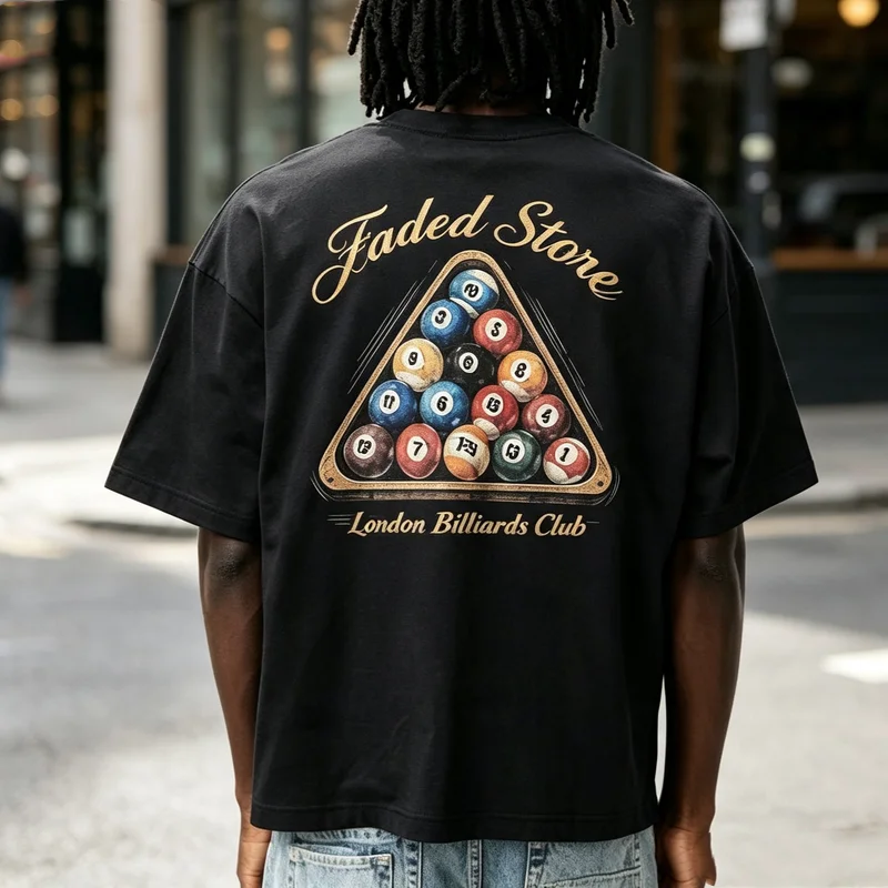 Street Fashion In London - メンズ レトロ ビリヤードクラブ Tシャツ ヴィンテージ ロンドン