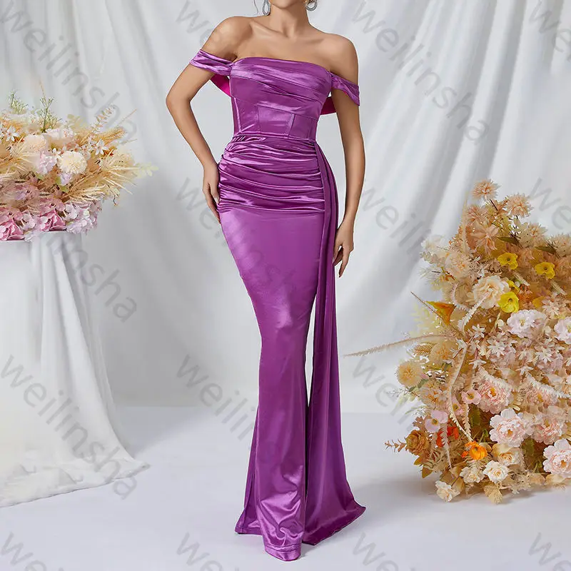 

Elegant Off Shoulder Short Sleeves Evening Dresses Backless Celebrity Dress Exquisite High Quality Prom Party Gowns Customized