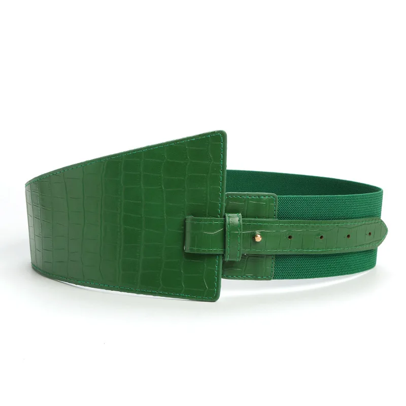 2024Super Cheap Ladies Waist Seal New Design Women Factory Stock Autumn Leather Outer Dress Wide Elastic Belt Comfortable Green