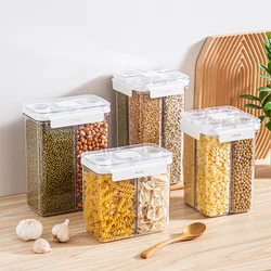 3L Cereal Dispenser Four-Compartment Sealed Container Moisture-Proof Stacked Snack Coffee Grain Storage Box Organizer Kitchen