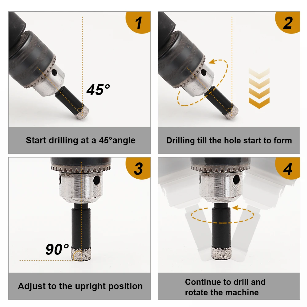 SHDIATOOL 5pcs/pk Diamond Hole Saw Cutter Triangular Shank Dry Drill Bits Ceramic Tile Drilling Core Bits Hole Saw Hole Opener