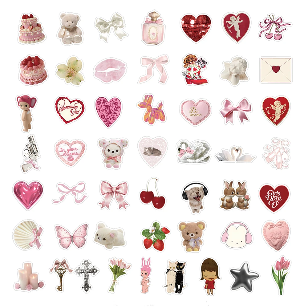 10/30/50pcs Funny Cute Pink Girls Cartoon Graffiti Stickers Decals Laptop Notebook Phone Suitcase Decoration Sticker Kids Toys